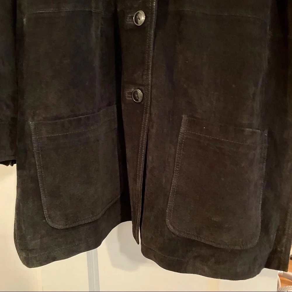 Suede Jacket Car Coat Black Womens Size Large - Picture 3 of 11